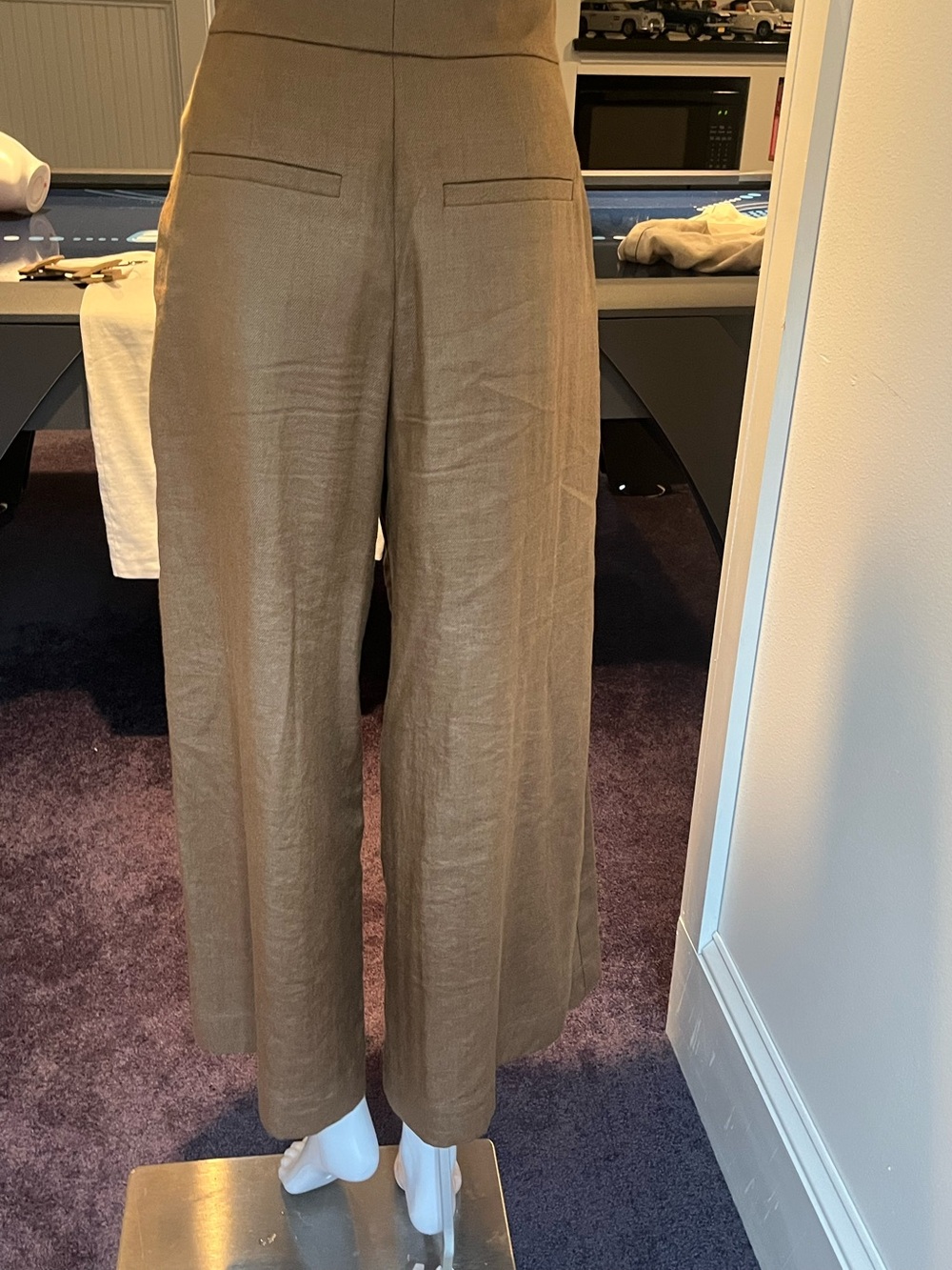 Brunello Cucinelli chestnut linen hi waisted linen wide leg pant - Picture 8 of 12